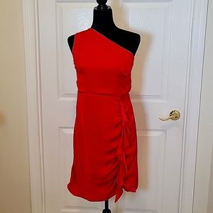Sam Eldeman One Shoulder Body Bodycon Had Red Dress size 8 NWT!!!!